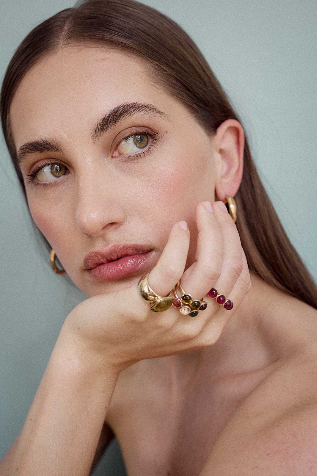Bubble Ring with Tourmaline in 14k Yellow Gold