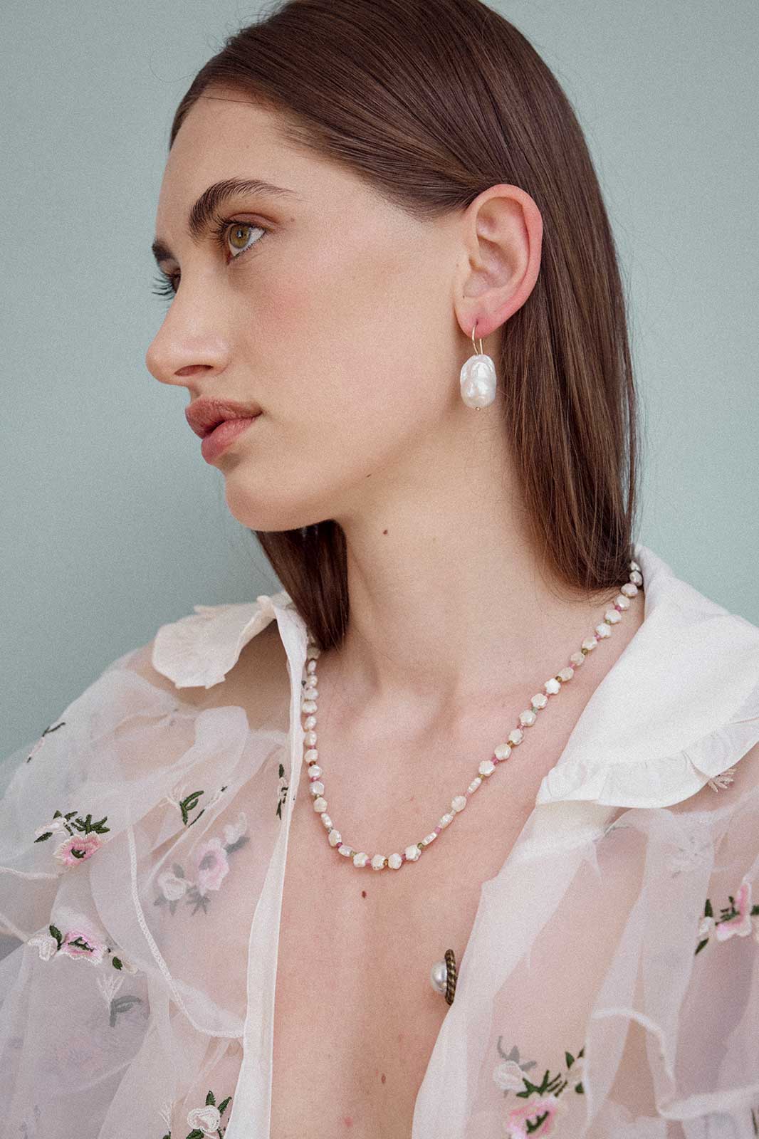 Baroque Pearl Earrings with 14k Rose Gold Hooks