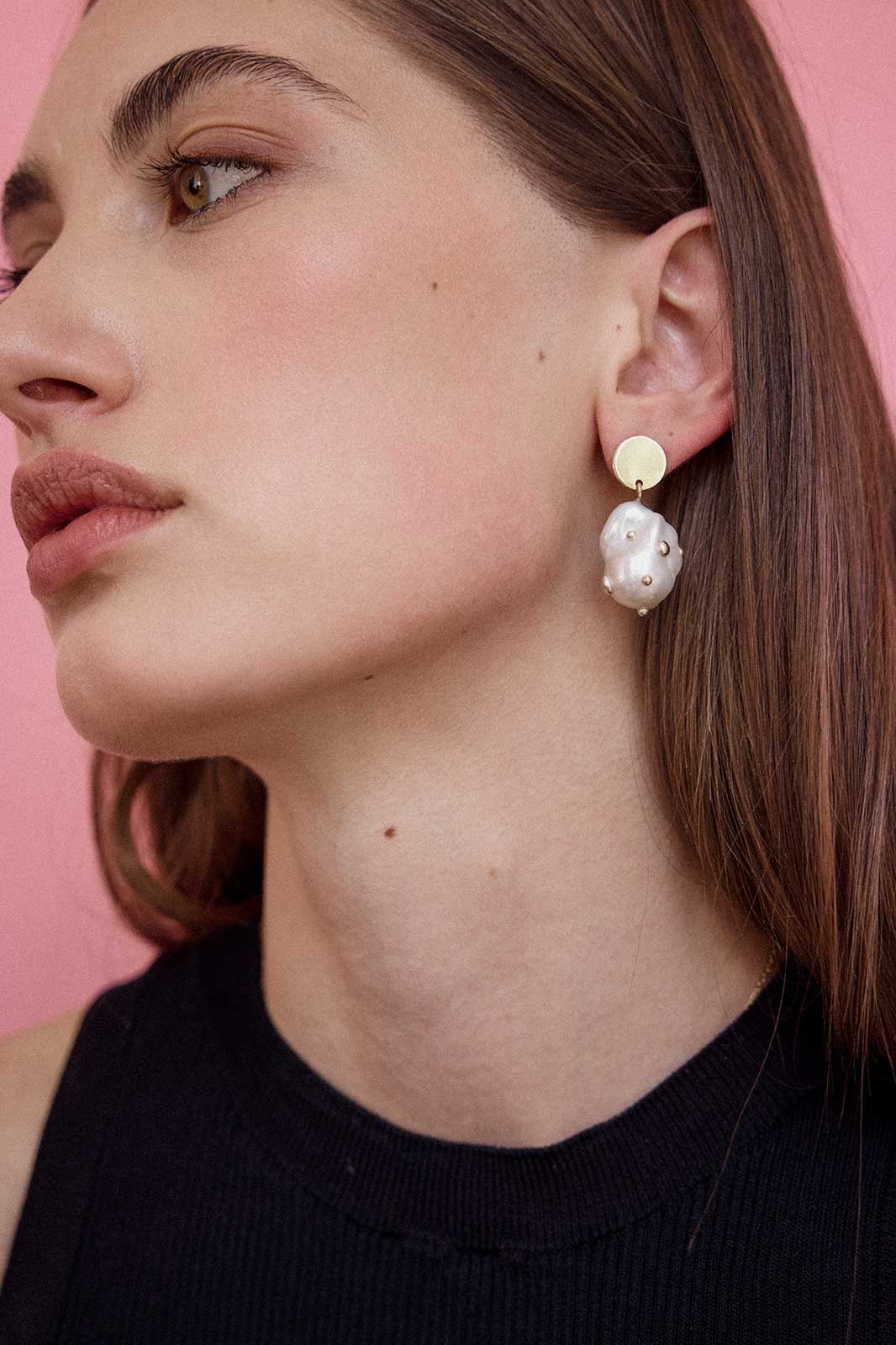 Fancy Baroque Pearl Earrings in 14k Yellow Gold with Nuggets