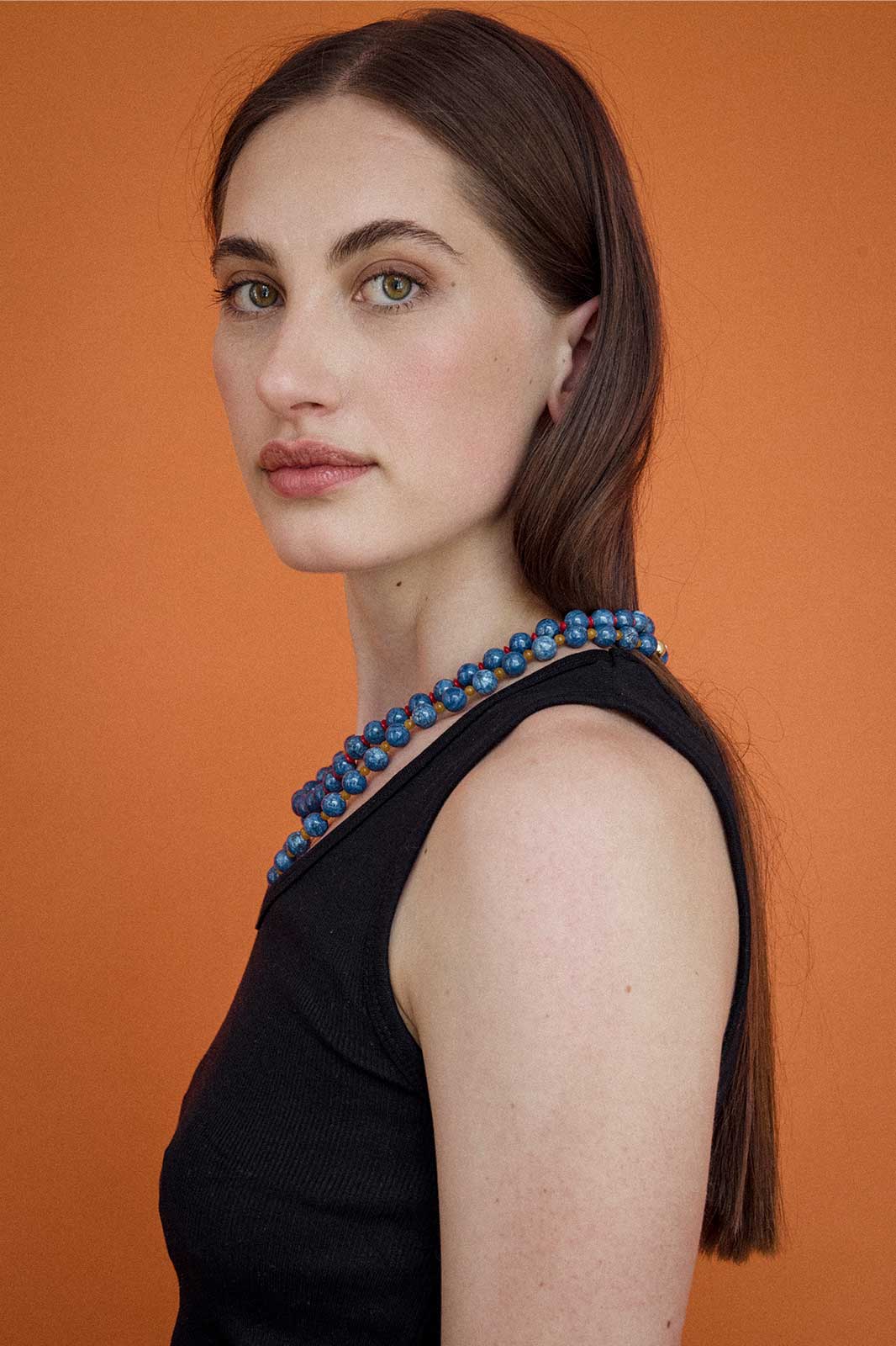 Beaded Lapis Lazuli and Coral Necklace