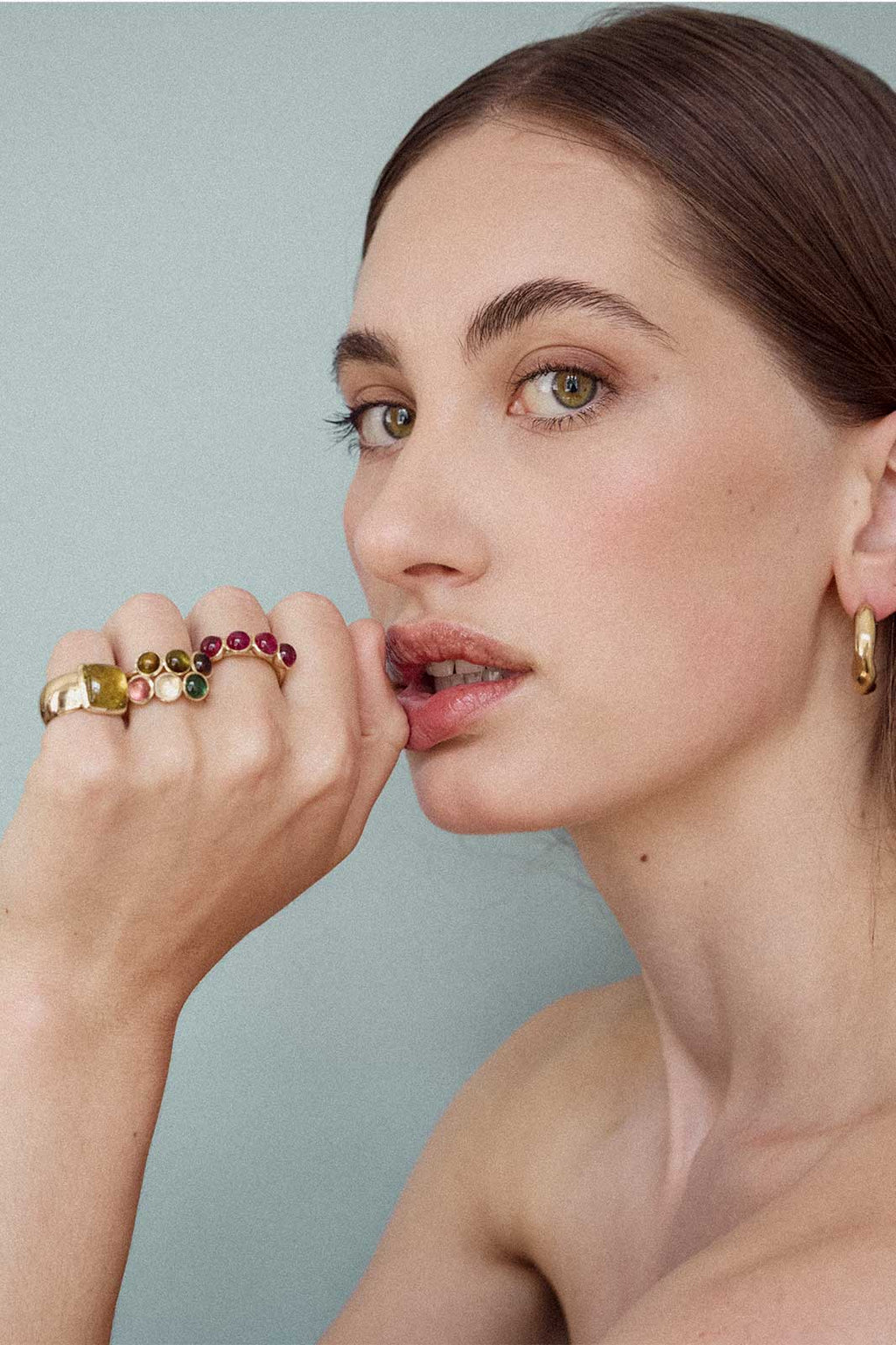 Bubble Ring with Tourmaline in 14k Yellow Gold