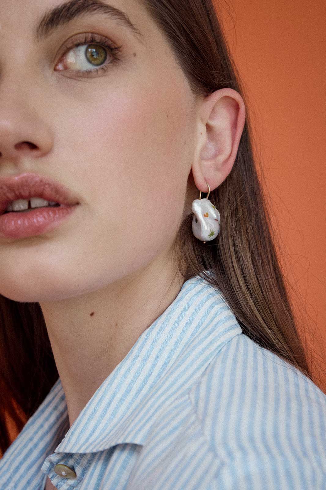 Funky Baroque Pearl Earrings with 14k Rose Gold Hooks