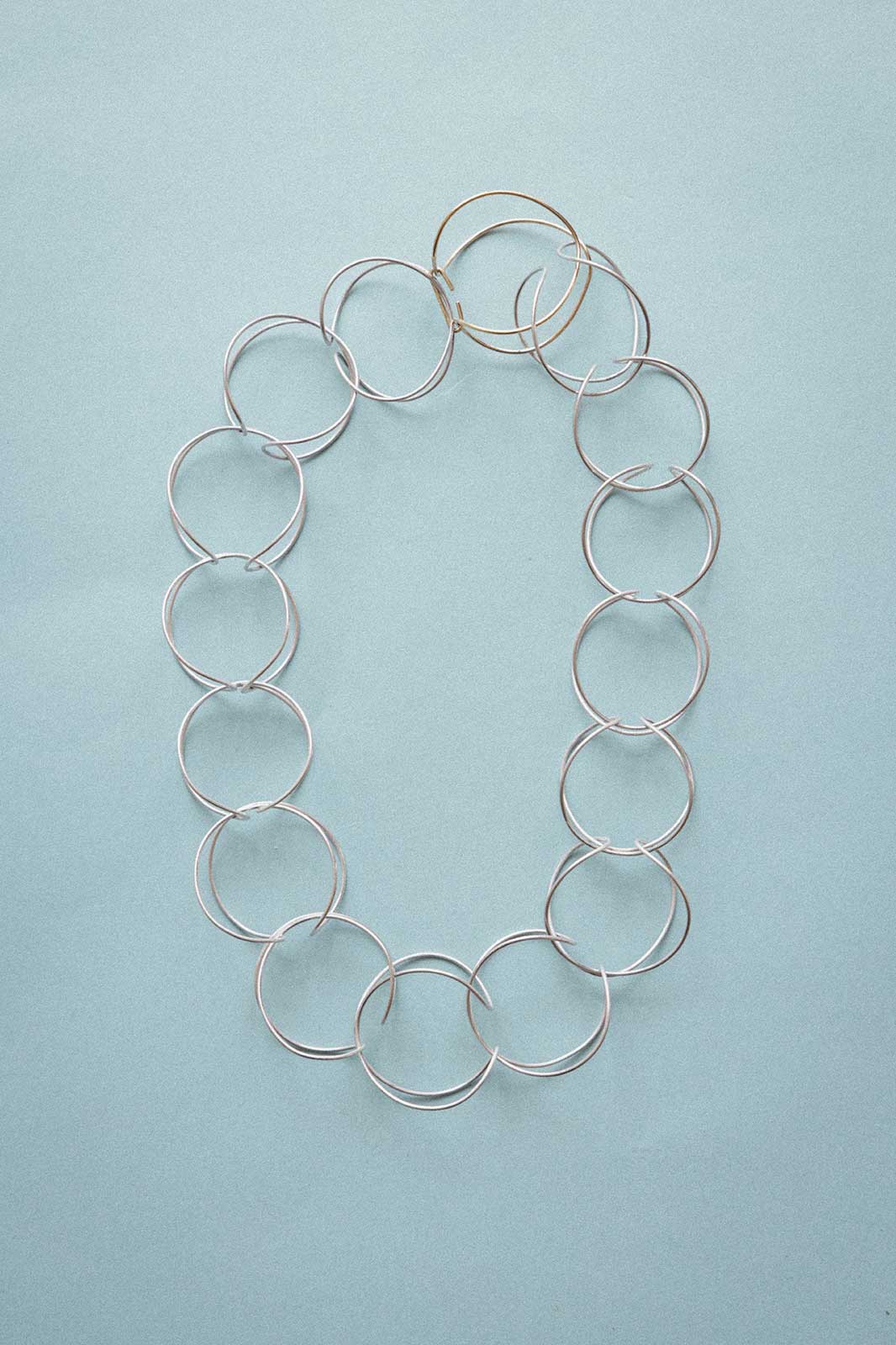 Fox Tail Necklace in Silver with 18k Yellow Gold Closure