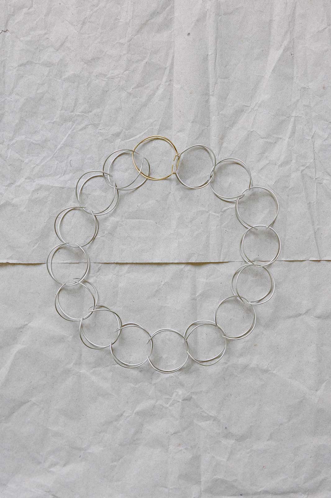 Fox Tail Necklace in Silver with 18k Yellow Gold Closure