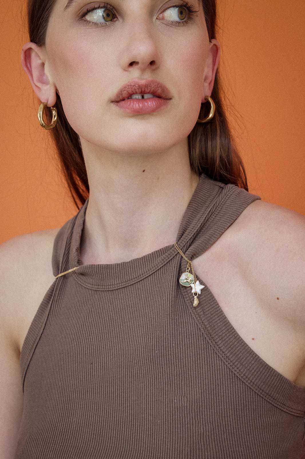 Guardian Necklace with Colorit® in 14k Yellow Gold with Star and Oyster