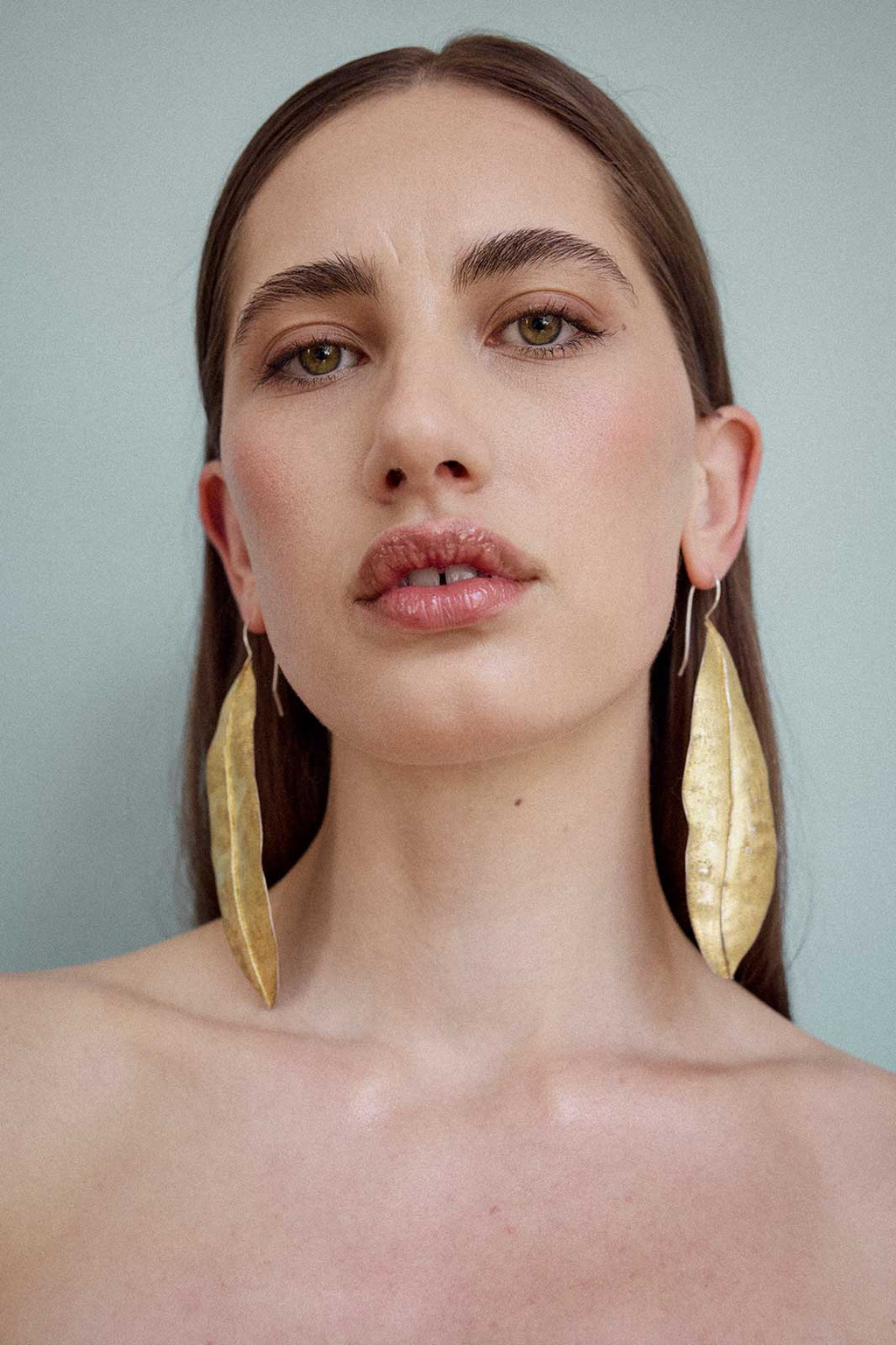 Linden Leaf Earrings in Gold-Plated Silver