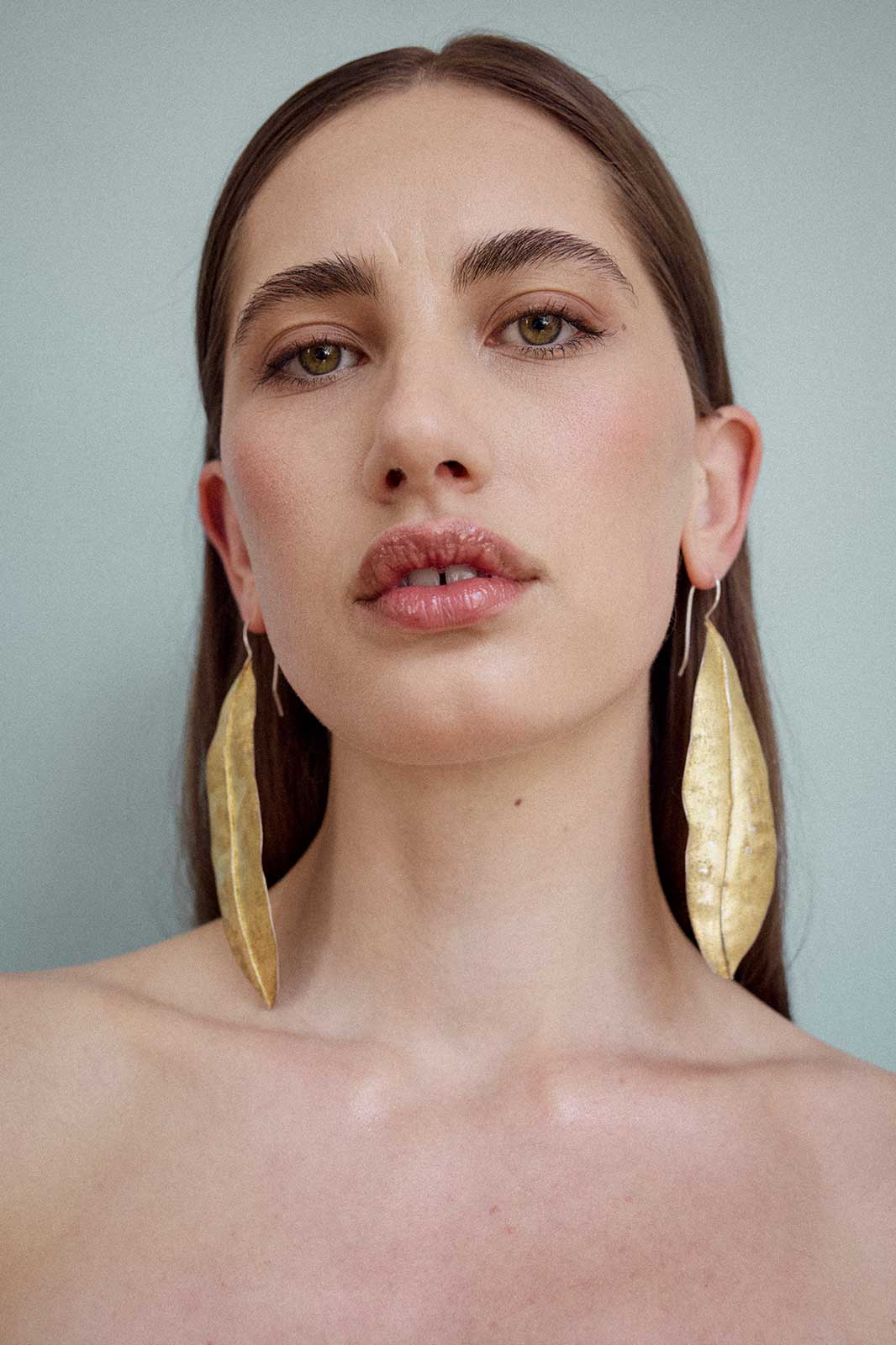 Linden Leaf Earrings in Gold-Plated Silver
