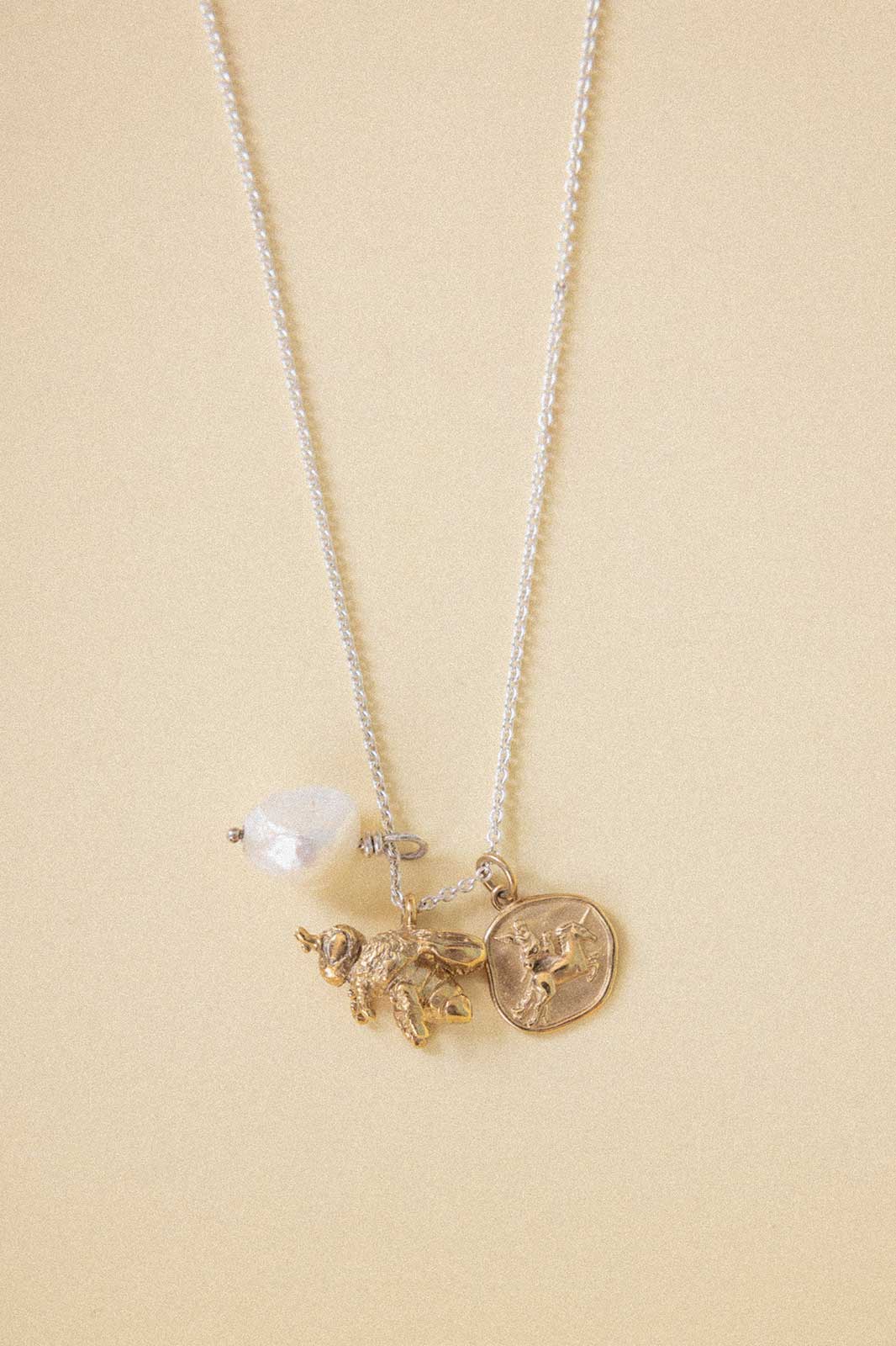 Guardian Necklace with Bee in Sterling Silver