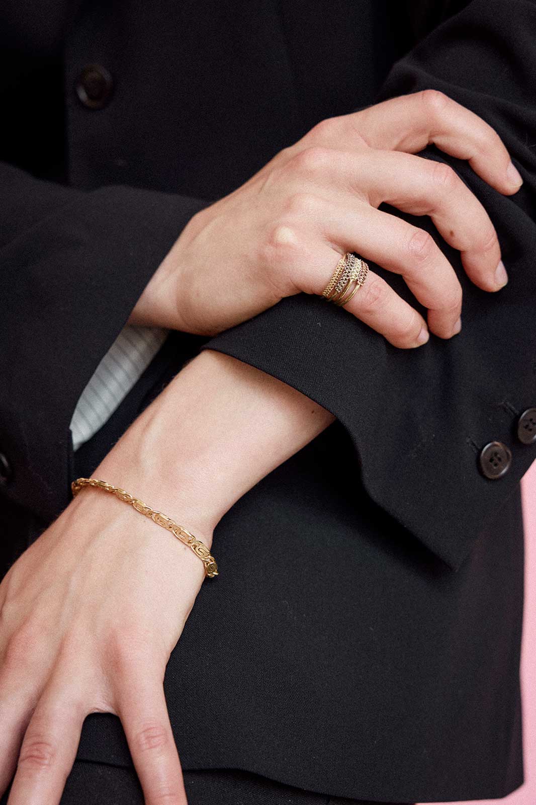 Maze Curb Chain Bracelet in Gold-Plated Silver