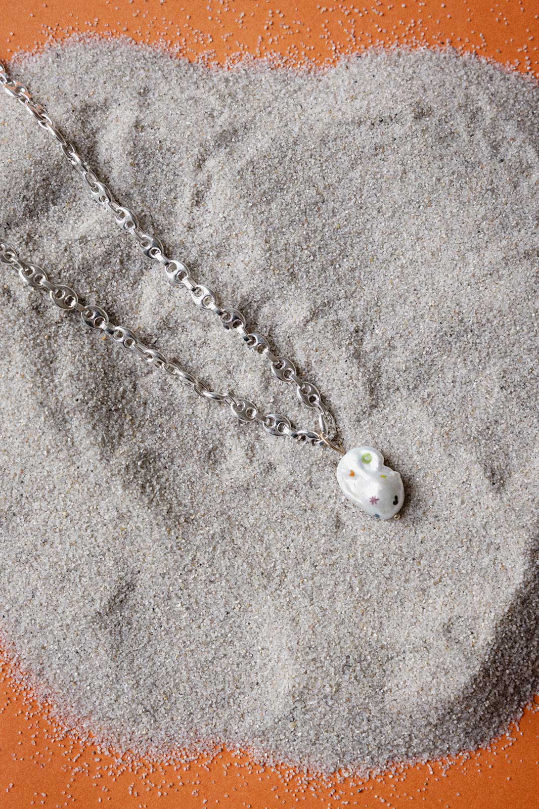 Marine Chain Necklace with Funky Pearl in Silver