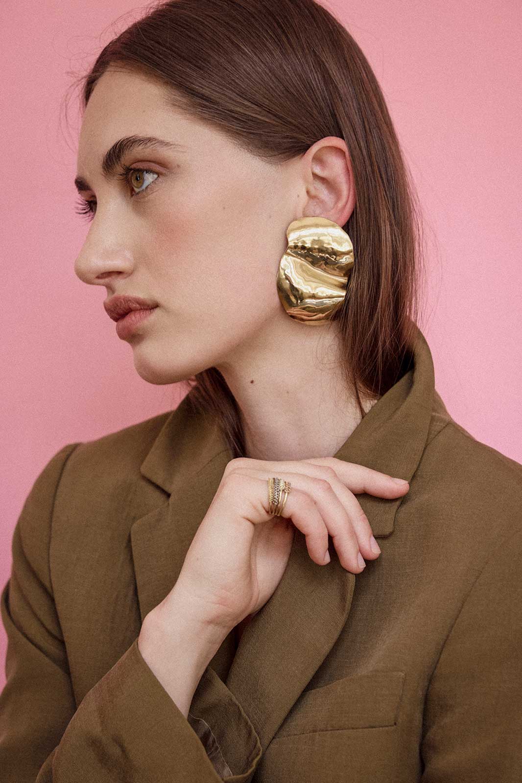 Maxi Waves Earrings in Gold-Plated Silver