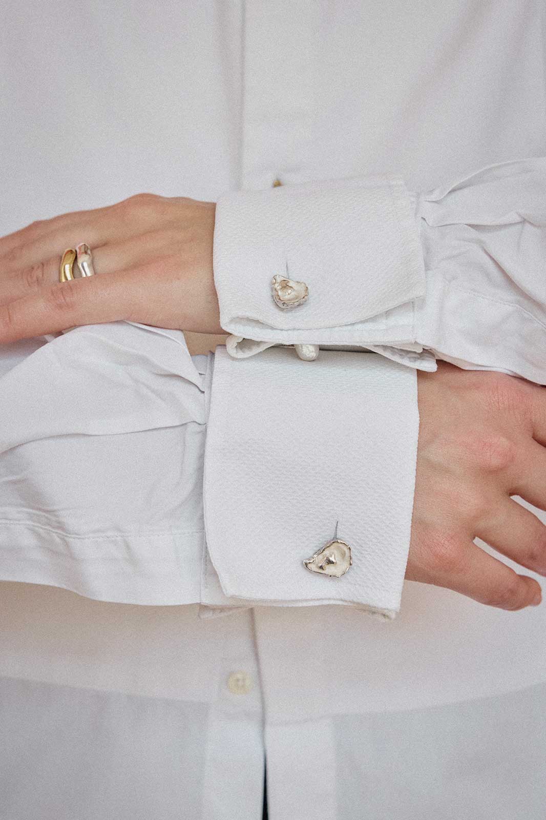Pearl & Oyster Cuff Links in Silver