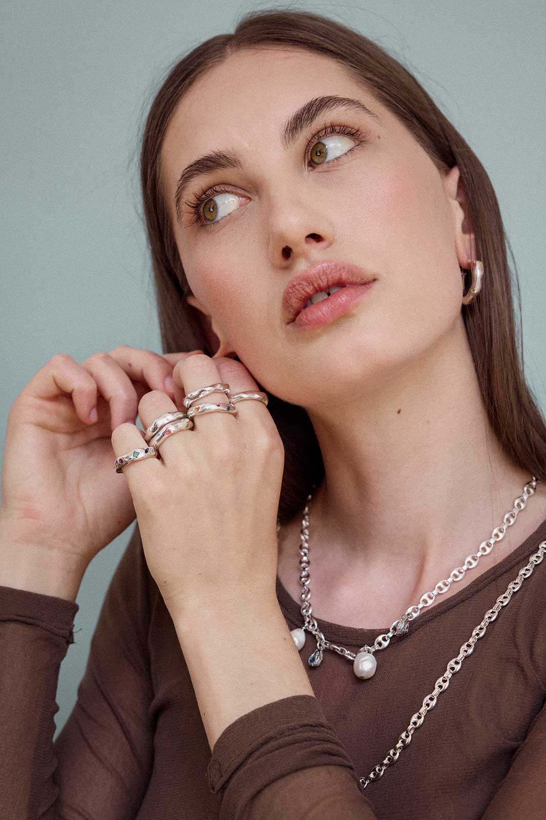 Curvy Earrings in Silver