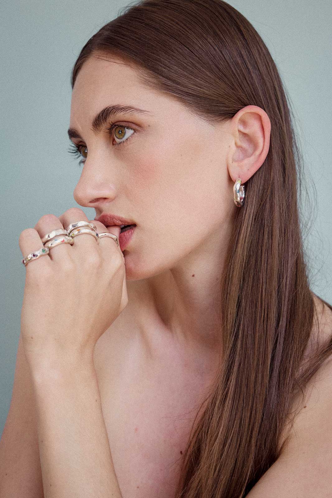 Funky Curvy Earrings in Silver with Colorit®
