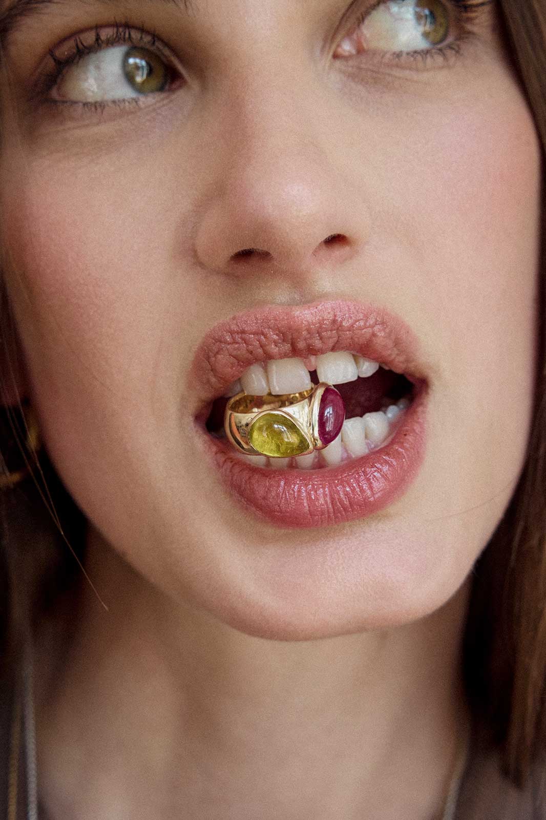 Tourmaline Chunky Ring in Yellow Gold