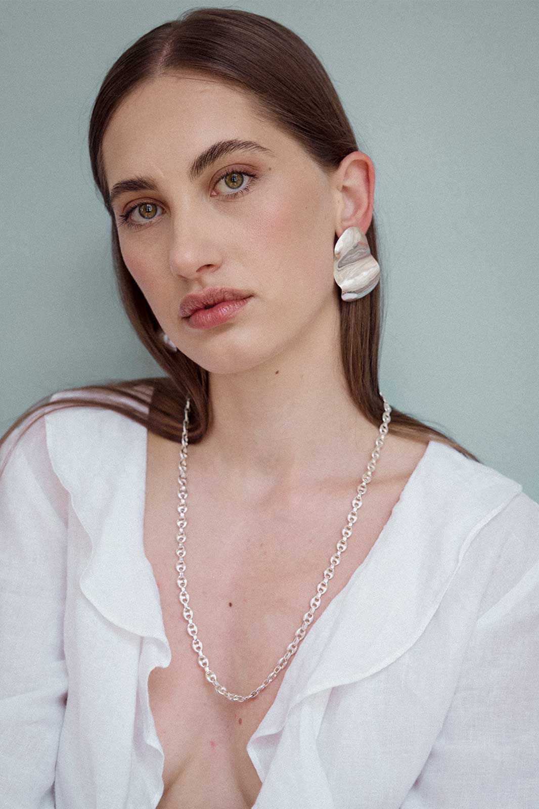 Medium Waves Earrings in Silver