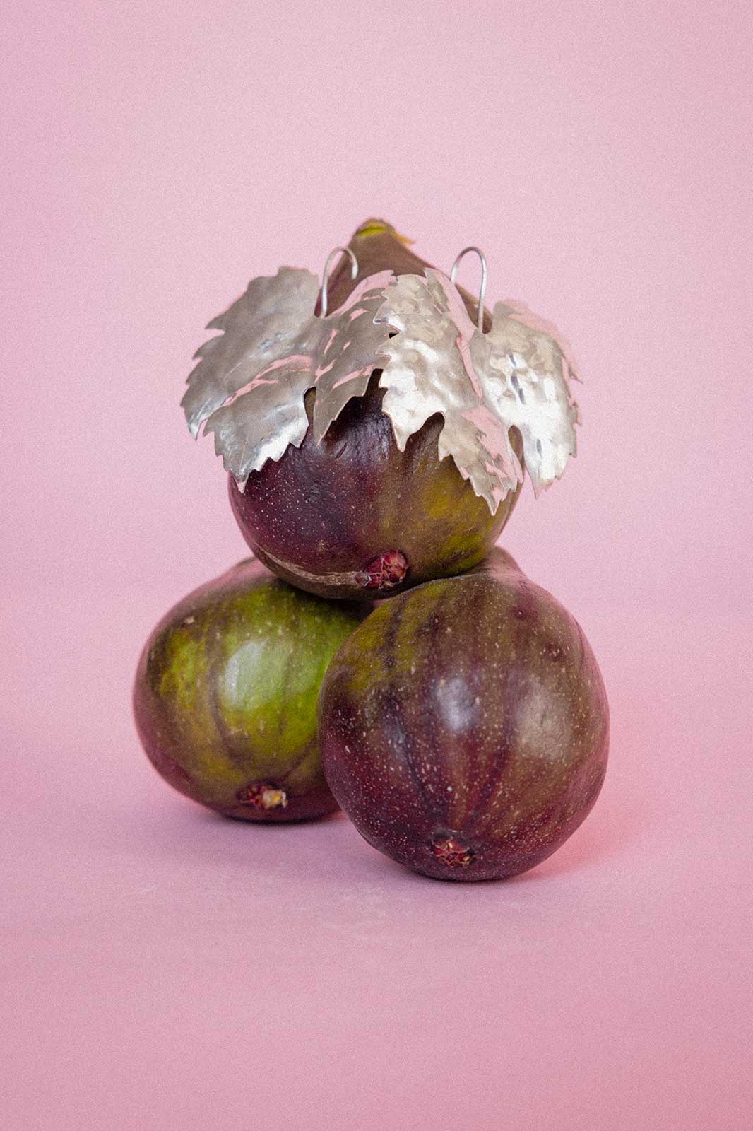Wine Leaf Earrings in Silver